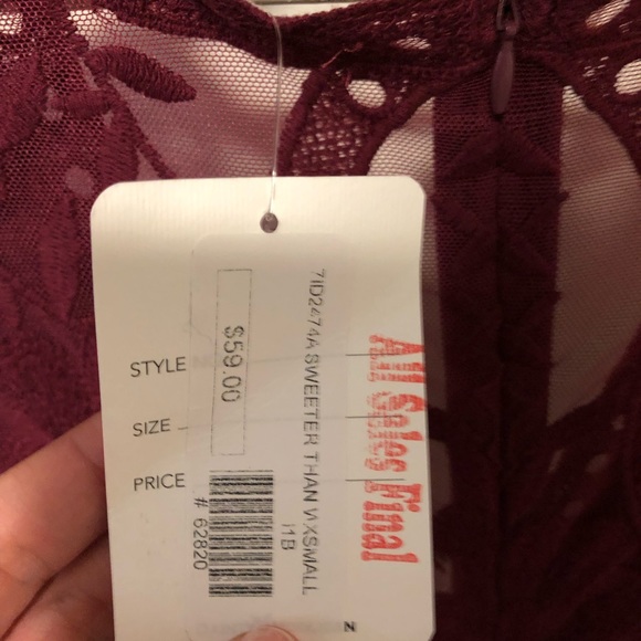 Maroon Lace Mini Dress - Picture 3 of 3